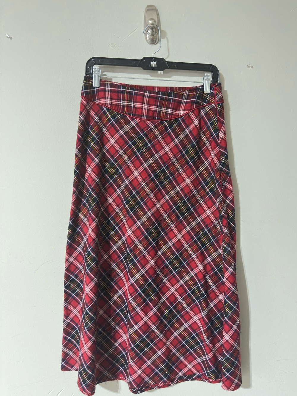 Holiday Editions Plaid Midi Skirt Juniors S Side Zip Burgundy Red Classic Fall